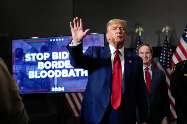 Republican presidential candidate former President Donald Trump speaks at a campaign event in Grand Rapids, Mich., Tuesday, April 2, 2024. (AP Photo/Paul Sancya)