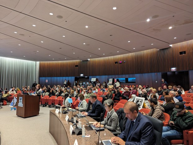 Community members from Naperville and surrounding suburbs fill the council chambers at the Naperville City Council meeting April 2, 2024. (Tess Kenny/Naperville Sun)