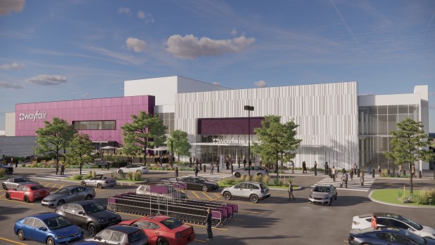 A rendering of the Wayfair store in Wilmette's Edens Plaza, scheduled to be opened on May 23. (Photo provided by Wayfair)