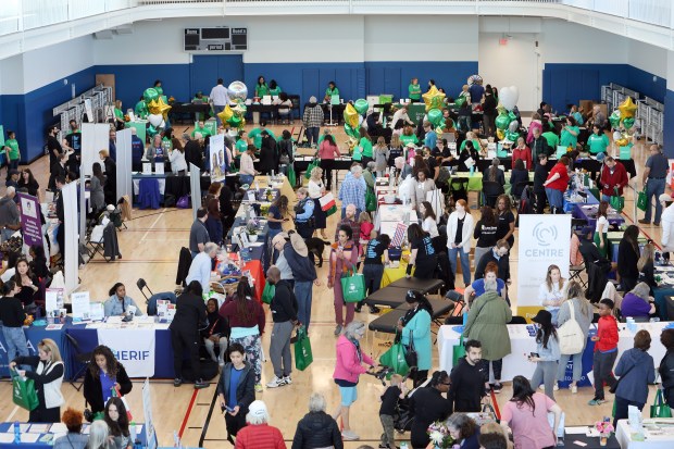 The annual Oak Park and River Forest Chamber of Commerce health and wellness fair was held April 21, 2024 at the Community Recreation Center in Oak Park. (James C. Svehla/Pioneer Press)