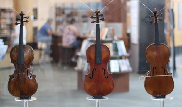 Ten new violins are now on display at the Gail Borden Public Library in Elgin as part of the Violins of Hope exhibit. The instruments that had been on display have been sent to Israel.