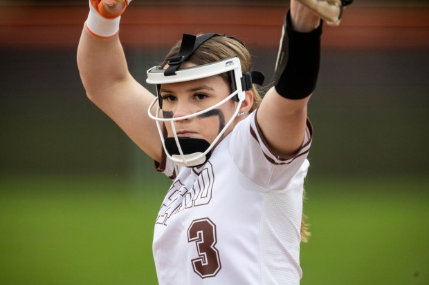 Shepard's Kailey Selvage during a game against Oak Forest in Palos Heights on Thursday, April 11, 2024. (Vincent D. Johnson/for the Daily Southtown)