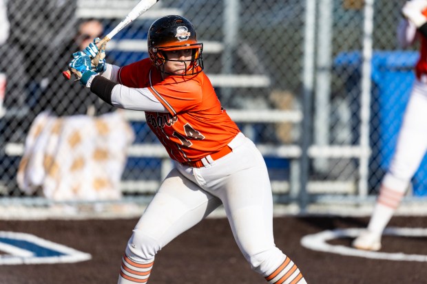 Shepard's Sarah Kreamalmeyer at bat against Stagg during a nonconference game in Palos Hills on Friday, March 19, 2024, in city. (Vincent D. Johnson/for the Daily Southtown)