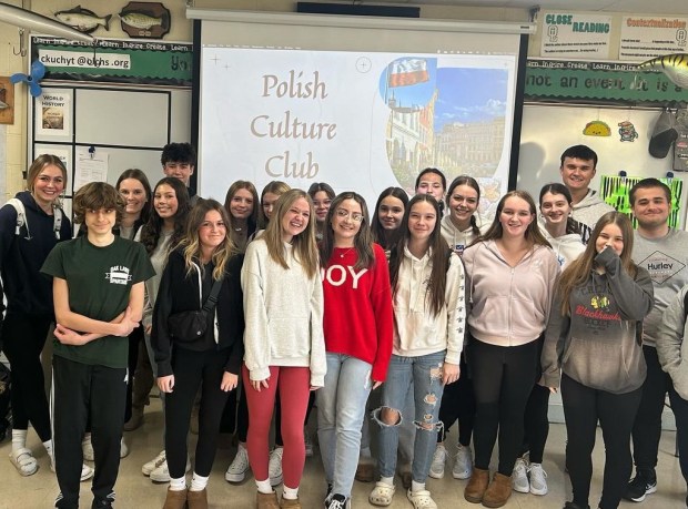 Members of the Polish Culture Club gather for a group photo recently at Oak Lawn Community High School. (OLCHS)