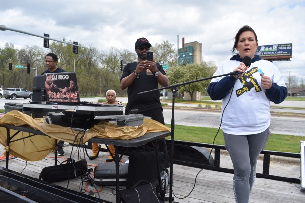 Stephanie Wiedeman, one of the speakers at Saturday's event and a former employee of the township, agreed township services have been cut, leaving some residents wanting more. (Jesse Wright/for Daily Southtown)