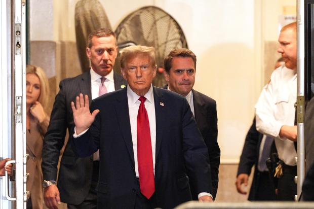 Former President Donald Trump leaves Manhattan criminal court on Tuesday, April 23, 2024 in New York. (Curtis Means/DailyMail.com via AP, Pool)