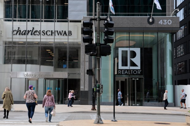 National Association of Realtors building at 430 N. Michigan Avenue in Chicago, Wednesday, Sept. 20, 2023. Recently the New York Times reported rampant sexual harassment inside the NAR. (Antonio Perez/ Chicago Tribune)