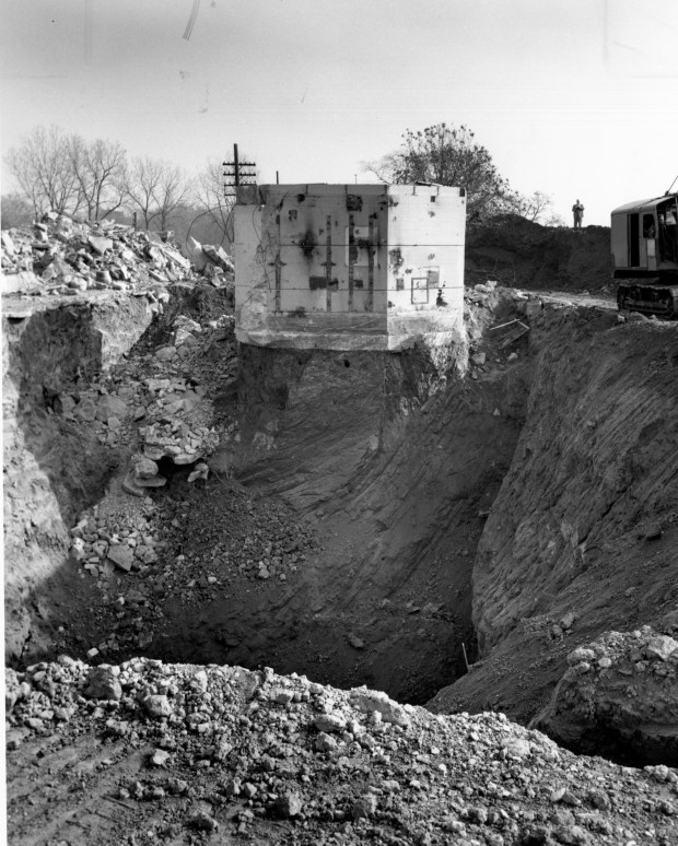 Red Gate Woods Forest Preserve was home to part of the top-secret Manhattan Project, the United States' effort to build an atomic bomb. A 1956 photo shows one of Red Gate's nuclear reactors, Chicago Pile 3, soon before it was buried on the spot. (Argonne National Laboratory)