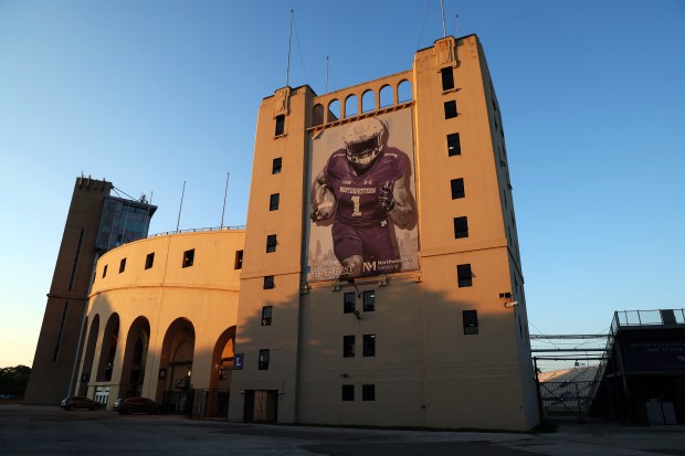 Ryan Field in Evanston on July 10, 2023, hours after Northwestern University's head football coach Pat Fitzgerald was fired in the wake of a hazing scandal. (Terrence Antonio James/Chicago Tribune)