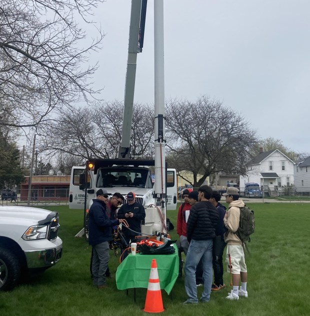 Students got a close look at a truck and how it is used at the third-annual Trade and Tech Fair. (Steve Sadin/Lake County News-Sun)