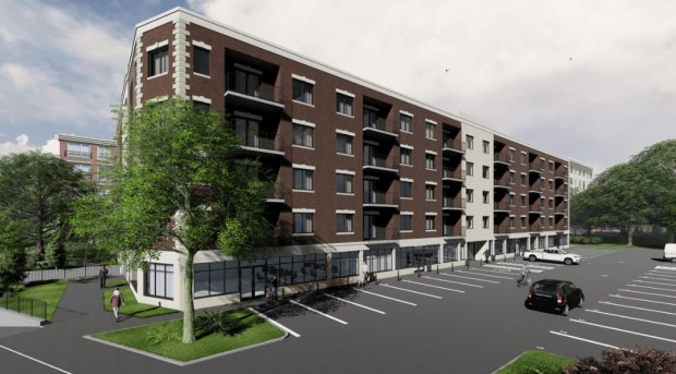 A mixed-use development at 9201 N. Milwaukee Avenue is to receive up to $4.6 million in tax increment financing from the village of Niles. The development will have three commercial spaces on the ground floor and 48 apartments from the second to fifth floor. Credit: Village of Niles.