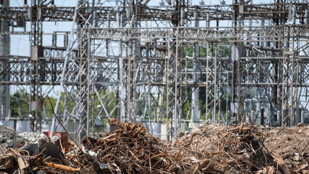 Piles of scrap sit on the location of the demolished State Line coal-powered generating plant in Hammond where a new data center is planned to be built.