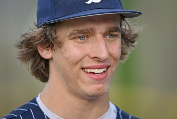 Bartlett's Robby Stankus (16) following Wednesday's game at Streamwood, May 8, 2024. Bartlett won the game, 7-0. (Brian O'Mahoney for the The Courier-News)