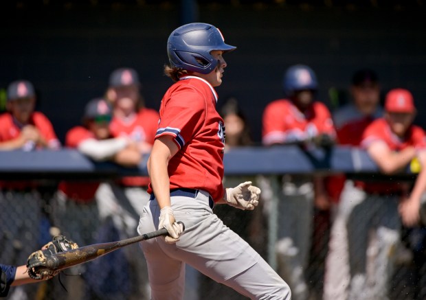 West Aurora pitcher Zach Toma (24) bats against Neuqua Valley during the Class 4A Neuqua Valley Regional final in Naperville on Saturday, May 25, 2024. (Mark Black / for the Beacon-News)