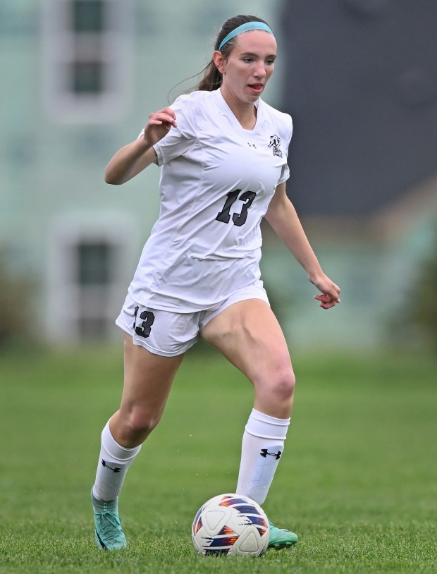 Kaneland's Kyra Lilly (13) during the 1st half of Thursday's game at Hampshire, May 9, 2024. Hampshire won the game, 3-1. (Brian O'Mahoney for the The Beacon-News)