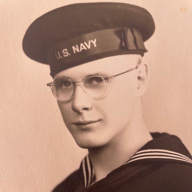 Robert (Bob) Larson served in World War II from Nov. of 1942 until January of 1946, most of which was aboard the USS Texas battleship as a musician with the Navy band (Robert E. Larson)