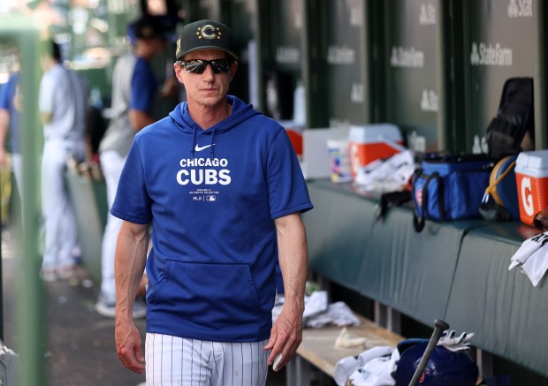 Chicago Cubs manager Craig Counsell (30) walks through the dugout in the ninth inning of a game against the Pittsburgh Pirates at Wrigley Field in Chicago on May 18, 2024. (Chris Sweda/Chicago Tribune)