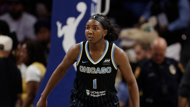 Sky forward Elizabeth Williams plays against the Dallas Wings on May 15, 2024, in Arlington, Texas. (AP Photo/Brandon Wade)