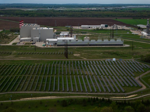 Alliant Energy's West Riverside Energy Center, a natural gas-fired power plant in Beloit on May 2, 2024. (E. Jason Wambsgans/Chicago Tribune)