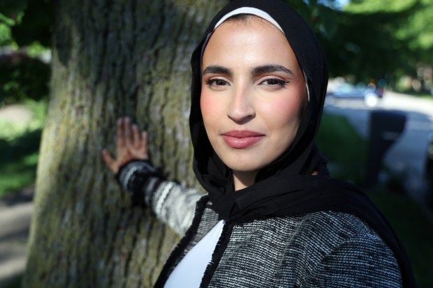 Jinan Chehade, a Muslim DePaul and Georgetown graduate, is seen in Oak Lawn, IL, on Thursday, May 30, 2024. She has filed a lawsuit claiming she was fired the day before she started a new job because of her support for Palestine. (Terrence Antonio James/Chicago Tribune)