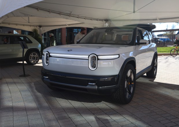 The Rivian R2 is seen during an unveiling of Rivian's new car models in Normal on April 6, 2024. (Trent Sprague/for Chicago Tribune)