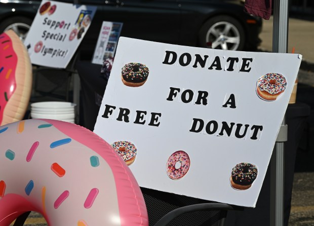 Signage at Cop on a Rooftop on May 17, 2024 at Dunkin' in Libertyville at 210 Peterson Road. (Karie Angell Luc/Lake County News-Sun)