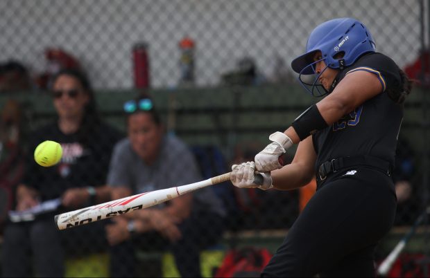 Warren's Angelina Perez (29) swings at a pitch during the Class 4A Glenbrook North Regional semifinal at Glenbrook North High School in Northbrook on Monday, May 20, 2024. (Trent Sprague/for the News-Sun)