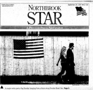 The Sept. 20, 2001 cover of the Northbrook Star with the flag at 801 Bach St. in Northbrook. (File)