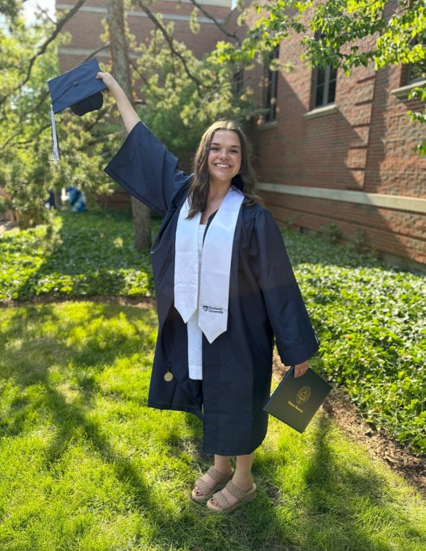 The graduation ceremony from Elmhurst University was a joyous occasion for Kelly Gregory. (Photo provided by Kelly Gregory)