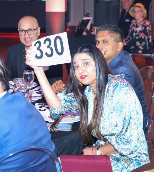 The NSYMCA casino opened for 2 hours and many joined in on the fun at the blackjack tables where all proceeds went to the NSYMCA (From left to right: Brad Floden, Eric Zitron, Renita Davis, Meredith Ade, Jamie Shultz, and Mike Ortiz, Y Volunteer Dealer. (North Suburban YMCA)