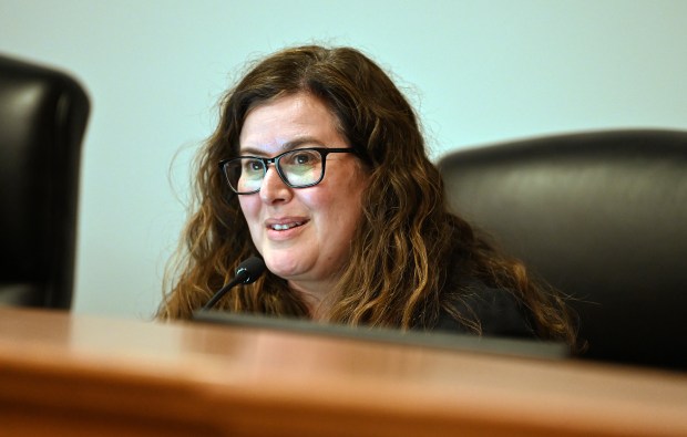 Northbrook Village Trustee Michelle Z. Kohler addresses the audience at the Northbrook Village Board of Trustees meeting on May 14, 2024. (Karie Angell Luc/Pioneer Press)