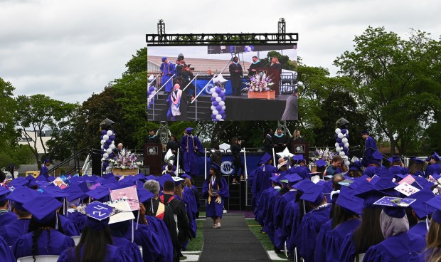 Graduation at Niles North High School on May 27, 2024 at Chuck Pos Stadium (9800 Lawler Ave.) in Skokie. (Karie Angell Luc/Pioneer Press)