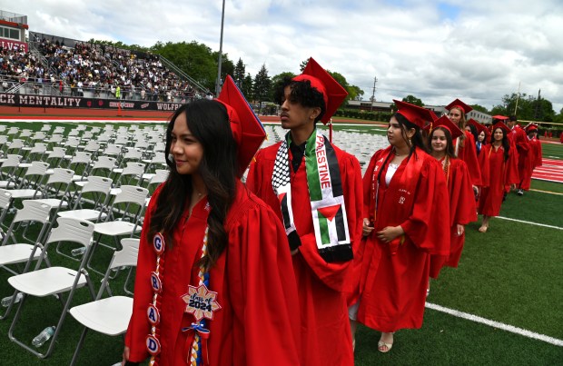 Graduation at Niles West High School in Skokie on May 27, 2024. (Karie Angell Luc/Pioneer Press)