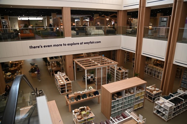 The Wayfair store at Edens Plaza (3232 Lake Ave.) in Wilmette on May 15, 2024. (Karie Angell Luc/Pioneer Press)