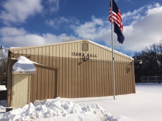 The town hall for the town of Pines was one of seven locations where elevated levels of arsenic were found through soil samples.