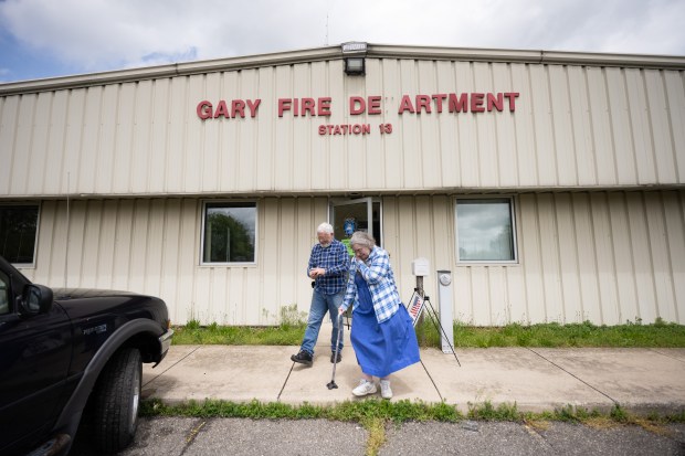 Gary voters leave the G5-04 polling location at Gary Fire Department Station 13 on election day, Tuesday, May 7, 2024. (Kyle Telechan/for the Post-Tribune)