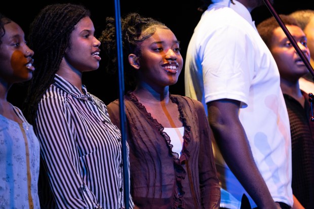 Members of the West Side Voices choir perform "Lift Every Voice and Sing" before Mayor Eddie Melton's first State of the City Address at West Side Leadership Academy in Gary on Tuesday, April 30, 2024. (Kyle Telechan/for the Post-Tribune)