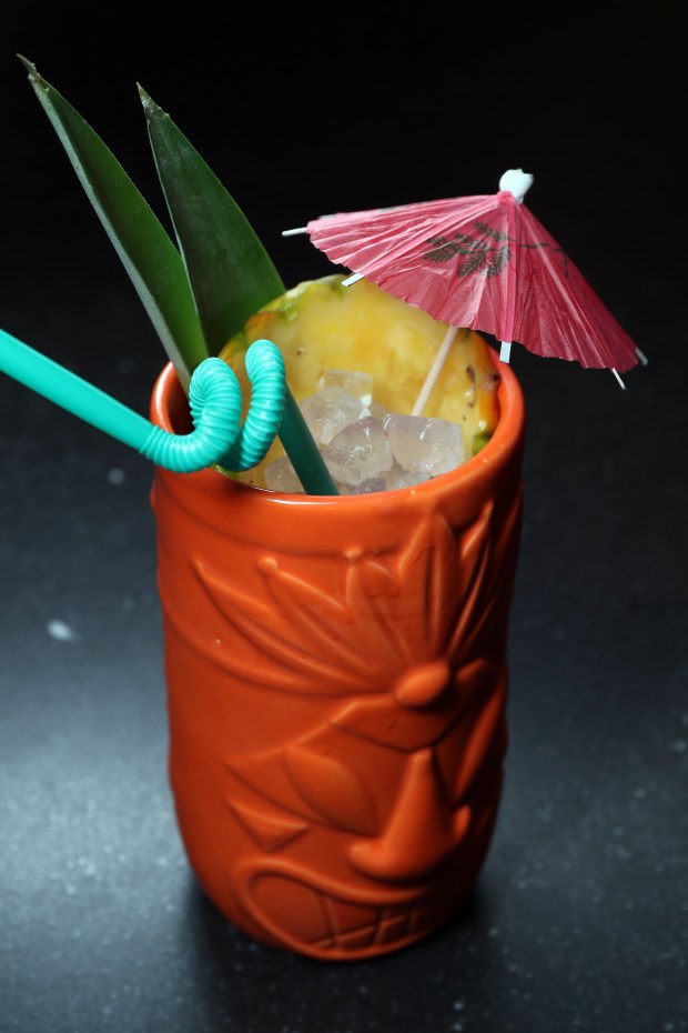 The Nine Bar mai tai at Nine Bar, a craft cocktail bar on Cermak Road in Chicago's Chinatown, is seen on June 2, 2022. (Terrence Antonio James/Chicago Tribune)