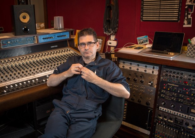Music producer Steve Albini in his studio on July 24, 2014. (Brian Cassella/Chicago Tribune)