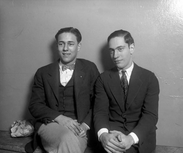 Richard Loeb, 18, left, and Nathan Leopold Jr., 19, were University of Chicago students in 1924 when they decided to commit the perfect crime by killing Robert "Bobby" Franks on May 21, 1924.(Chicago Tribune historical photo)