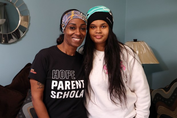 April Kilgore-Wooden and her daughter Lauryn Kilgore-Wooden, photographed in their Chicago home, May 9, 2024, are attending college simultaneously. (Terrence Antonio James/Chicago Tribune)