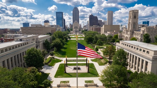 The Indiana War Memorial Plaza offers some of Indy's many military monuments, markers and memorials, the largest collection in the country outside Washington, D.C. (Visit Indy)