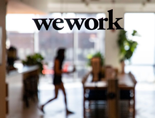 WeWork office space, shown in 2021, on South Dearborn Street in the Loop. (Brian Cassella/Chicago Tribune)