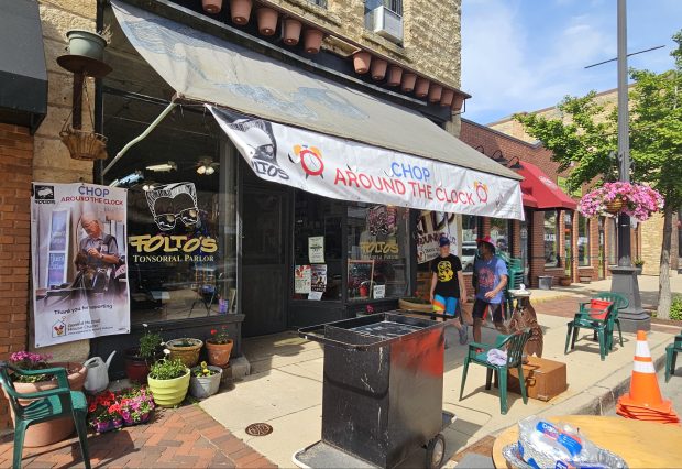 The 33rd annual Chop Around the Clock fundraiser was held from 4 p.m. Friday to 4 p.m. Saturday at Foltos Tonsorial Parlor in Batavia. (David Sharos / For The Beacon-News)