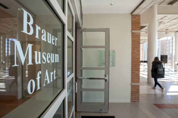 Entrance of the Brauer Museum of Art on the Valparaiso University campus in Valparaiso, Indiana Friday February 10, 2023. Campus and community members continue to react to announcement of the pending sale of O'Keeffe's and two other works to fund first-year student dorm renovations. (Andy Lavalley for the Post-Tribune)