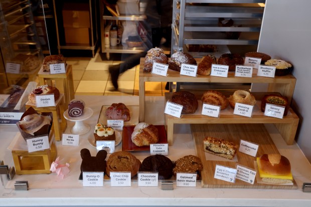 The pastry case at Sweet Rabbit Bakery on May 29, 2024. (Stacey Wescott/Chicago Tribune)