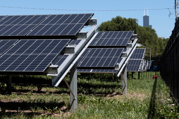 The Bronzeville Community Microgrid, which went online last month is the largest neighborhood microgrid in Illinois. (Antonio Perez/Chicago Tribune)