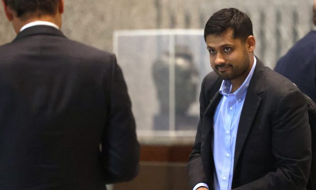 Rishi Shah, former CEO and co-founder of Outcome Health, arrives at the Dirksen U.S. Courthouse for sentencing, June 25, 2024. Shah was convicted of fraud last year. (Antonio Perez/Chicago Tribune)
