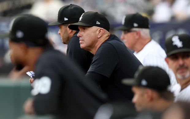 White Sox manager Pedro Grifol looks on from the dugout against the Red Sox on June 6, 2024, at Guaranteed Rate Field. (Chris Sweda/Chicago Tribune)