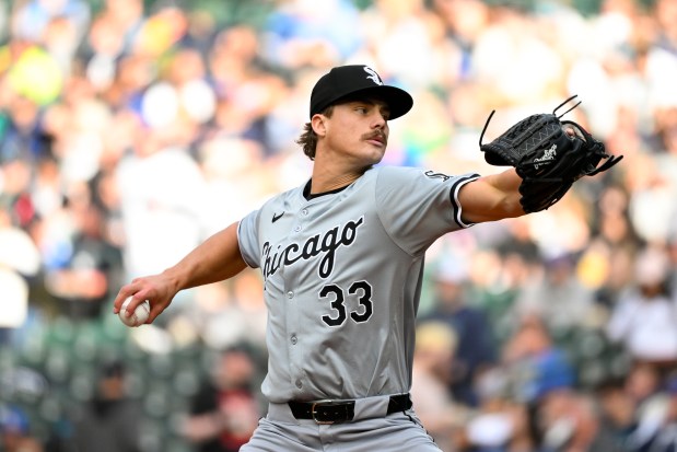 White Sox starter Drew Thorpe delivers to the Mariners on June 11, 2024, at T-Mobile Park in Seattle. (Alika Jenner/Getty)